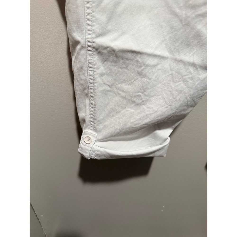 Talbots White Cotton Tencel Drawstring Capri Pants Petite 12P Elastic Waist - Picture 3 of 7